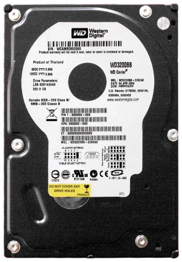 WD3200BB-22KEA0 Western Digital Caviar Blue 320GB 7200RPM ATA-100 2MB Cache 3.5-inch Internal Hard Drive