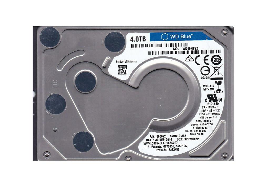 WD40NPZZ Western Digital Blue 4TB 5400RPM SATA 6Gbps 8MB Cache 2.5-inch internal Hard Drive