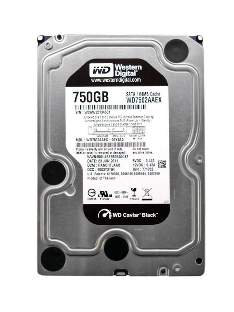 WD7502AAEX20PK Western Digital Caviar Black 750GB 7200RPM SATA 6Gbps 64MB Cache 3.5-inch Internal Hard Drive (20-Pack)