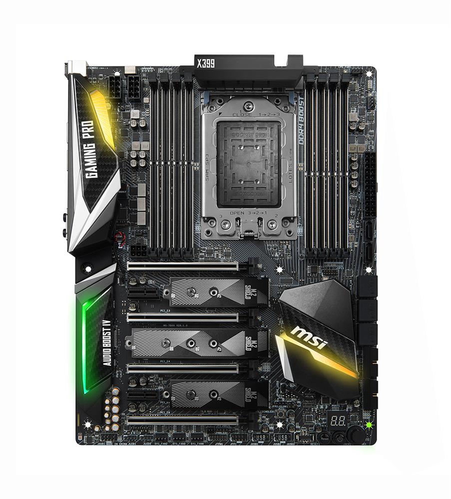 X399 GAMING PRO CARBON AC MSI Socket TR4 AMD X399 Chipset AMD Ryzen Threadripper Series Processors Support DDR4 8x DIMM 8x SATA 6.0Gb/s ATX Motherboard (Refurbished)