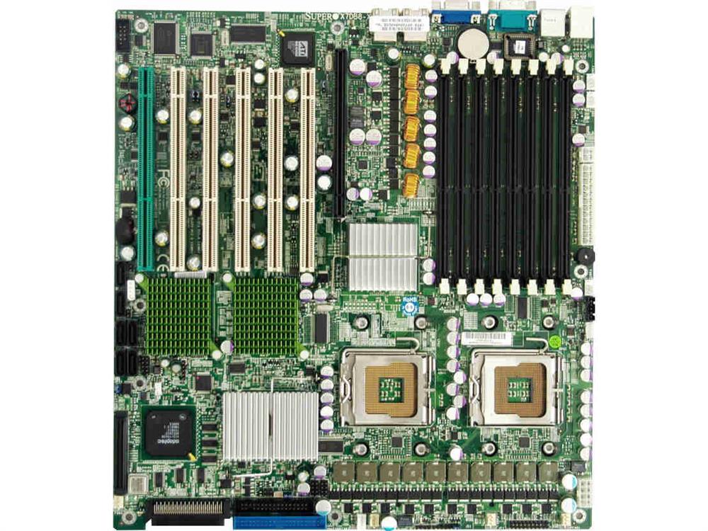 X7DB8 SuperMicro Dual Socket LGA 771 Intel 5000P Chipset Quad/Dual Intel 64-Bit Xeon Processors Support DDR2 8x DIMM 6x SATA 3.0Gb/s Extended-ATX Server Motherboard (Refurbished)