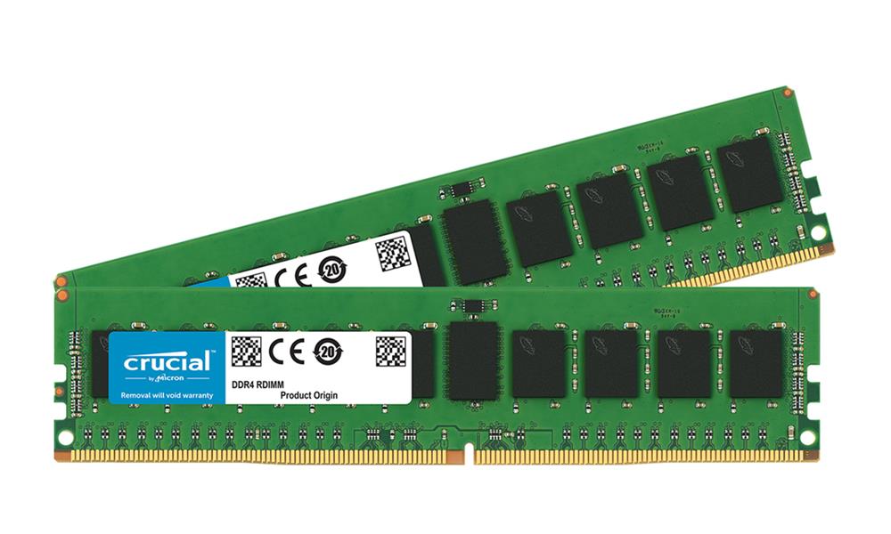 CT2K8G4RFD824A Crucial 16GB Kit (2 X 8GB) PC4-19200 DDR4-2400MHz Registered ECC CL17 288-Pin DIMM 1.2V Dual Rank Memory