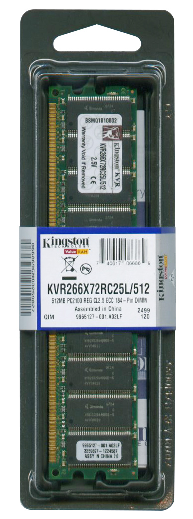 Kingston KVR266X72RC25L/512