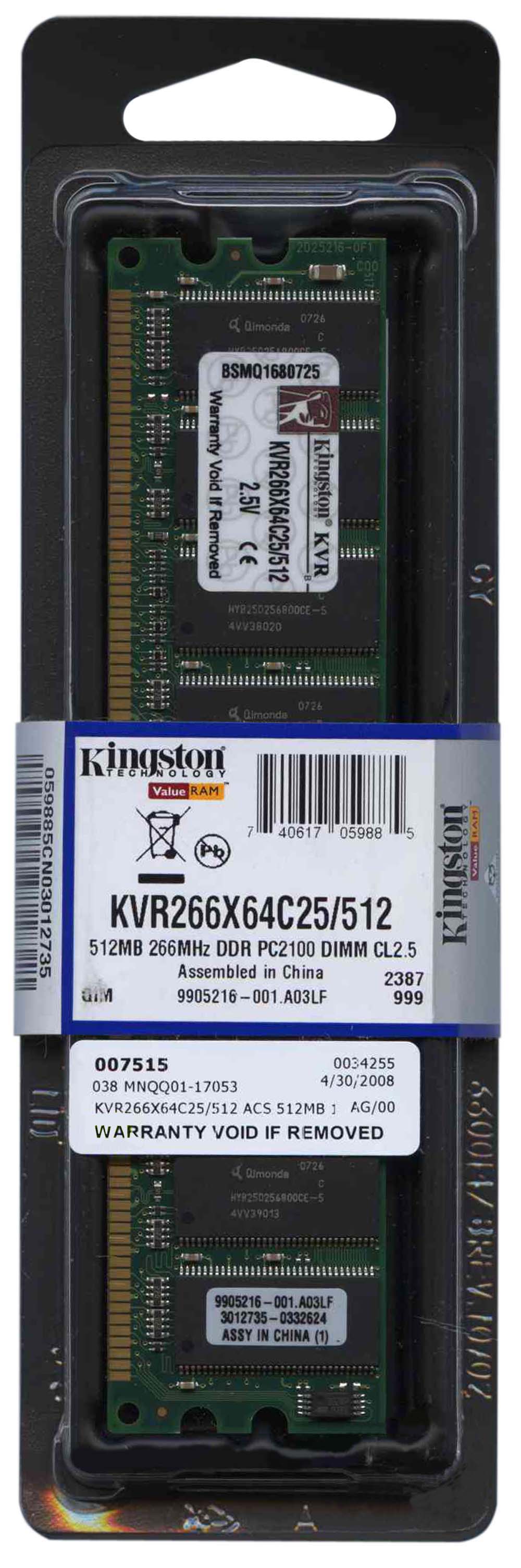 Kingston KVR266X64C25/512